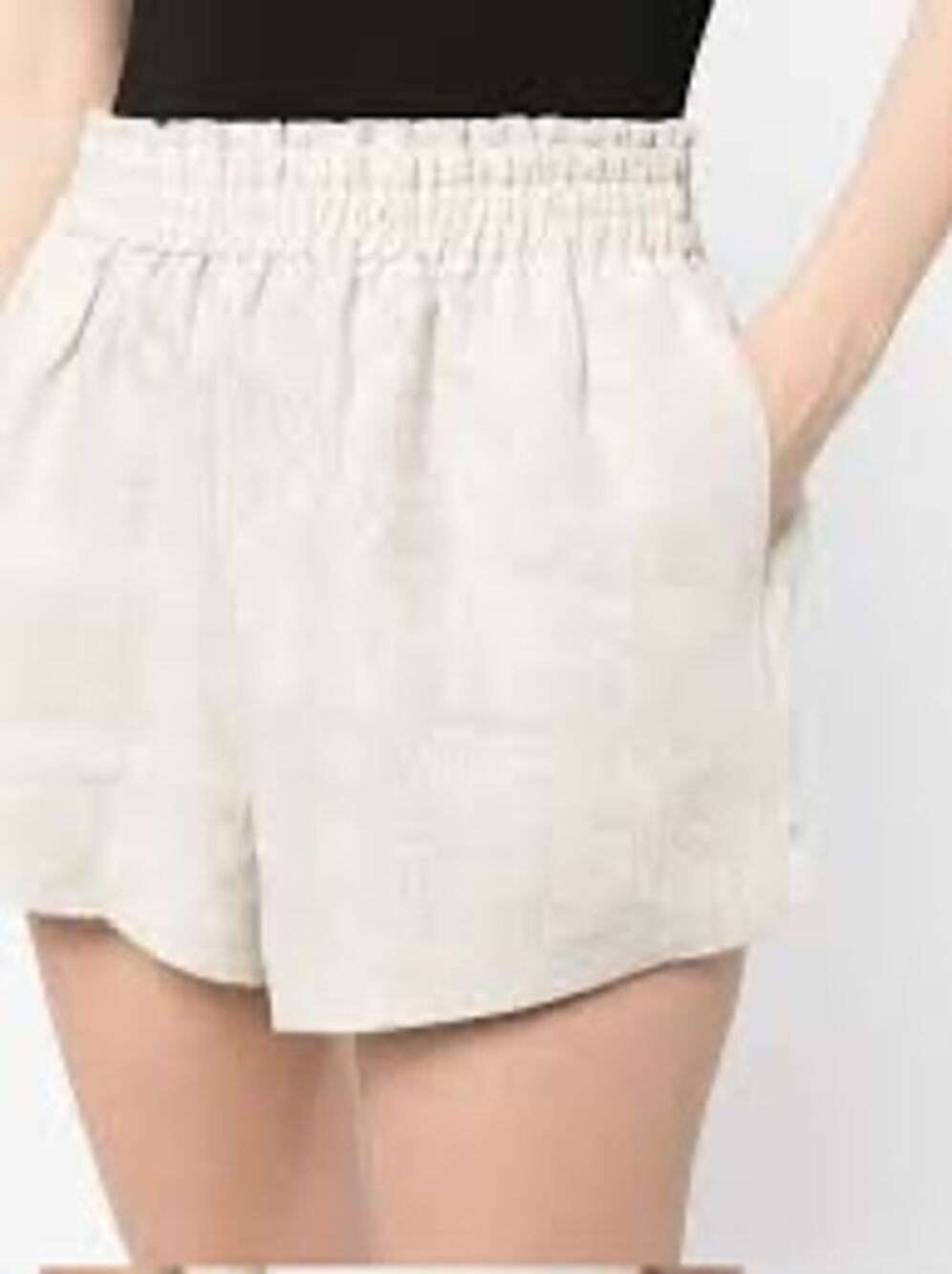 Reformation Mila Linen Shorts Oatmeal High Rise Smocked Waist